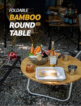 CHANODUG バンブー ラウンド ローテーブル　円卓収納ケース付き　ちゃぶ台 Amazon | ☆CHANODUG OUTDOOR☆バンブー ラウンド ローテーブル